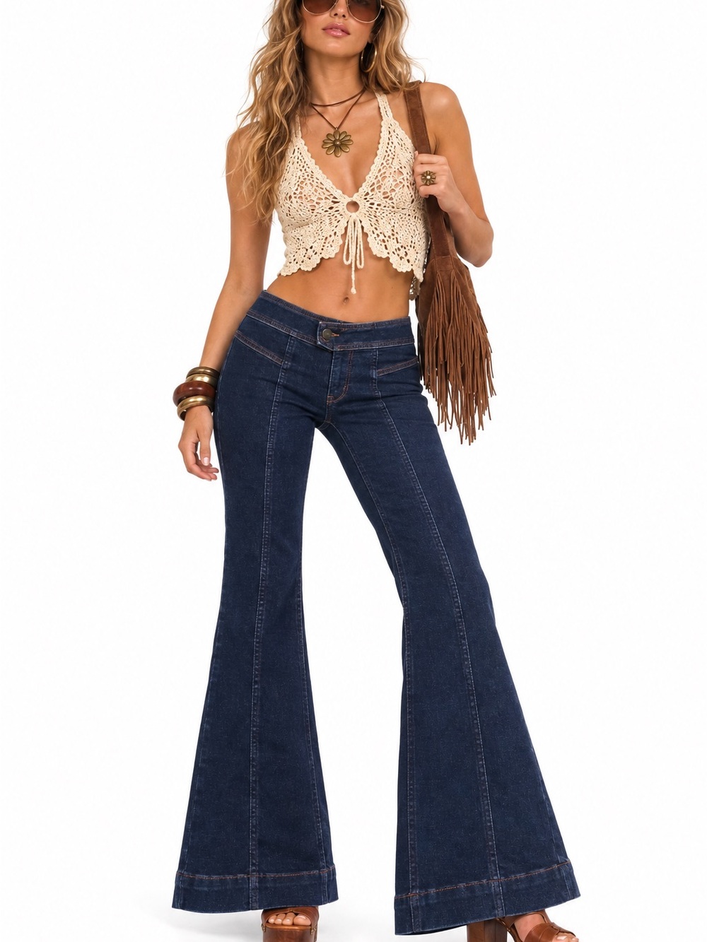 Pilcro Size 26 Dark Wash Flare Jeans Y2K 70s Retro Wide Leg Front Seam